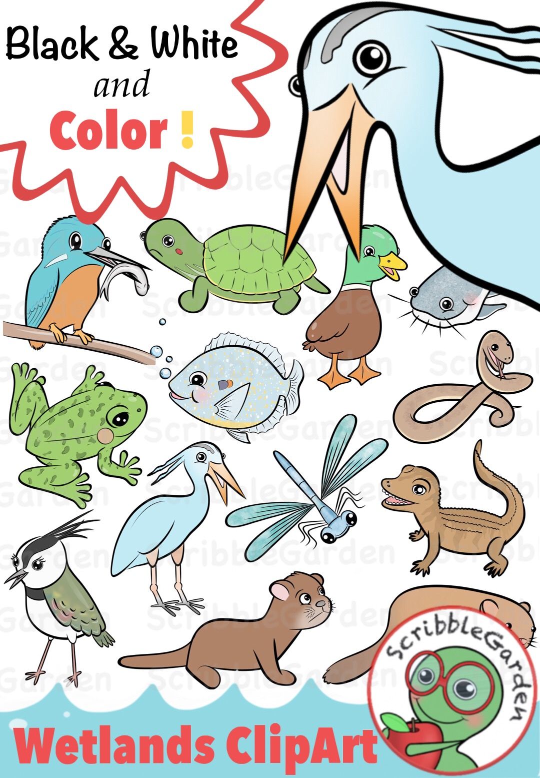 Habitat Animals: Wetlands of the World ClipArt.