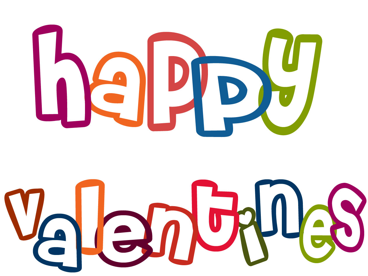 Happy Valentine Black And White Clipart.