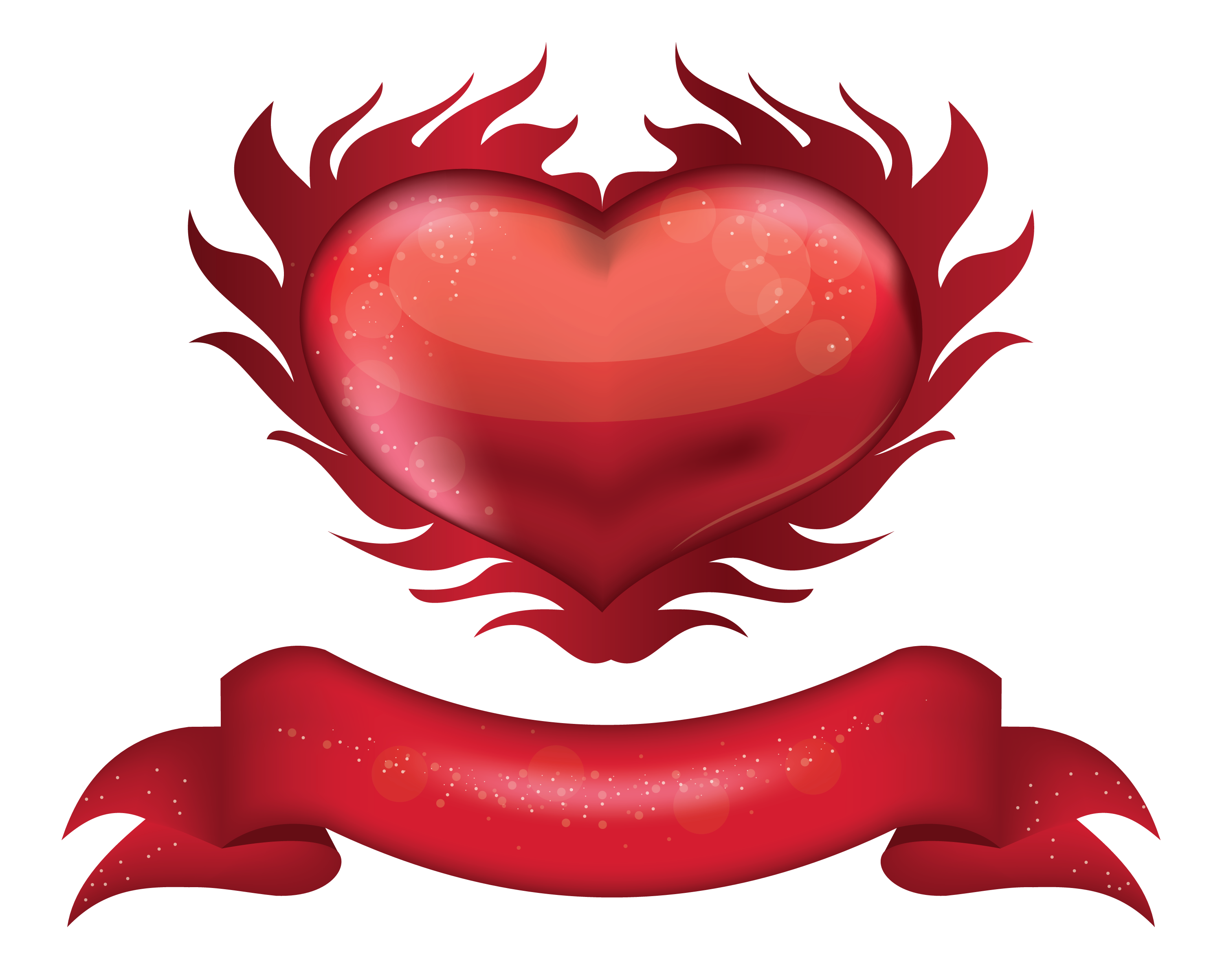 Red Heart with Banner PNG Clipart Picture.