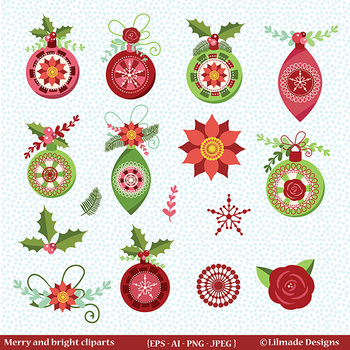 Holiday decor clipart, Christmas ornament clipart, Christmas clipart.