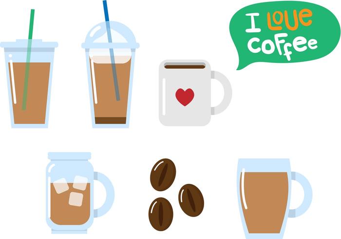 Flat Iced Coffee Vectors.