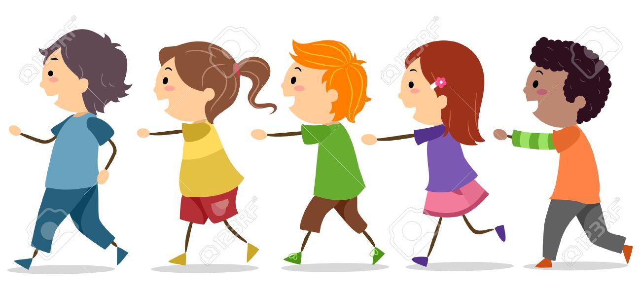 Kids in line clipart.