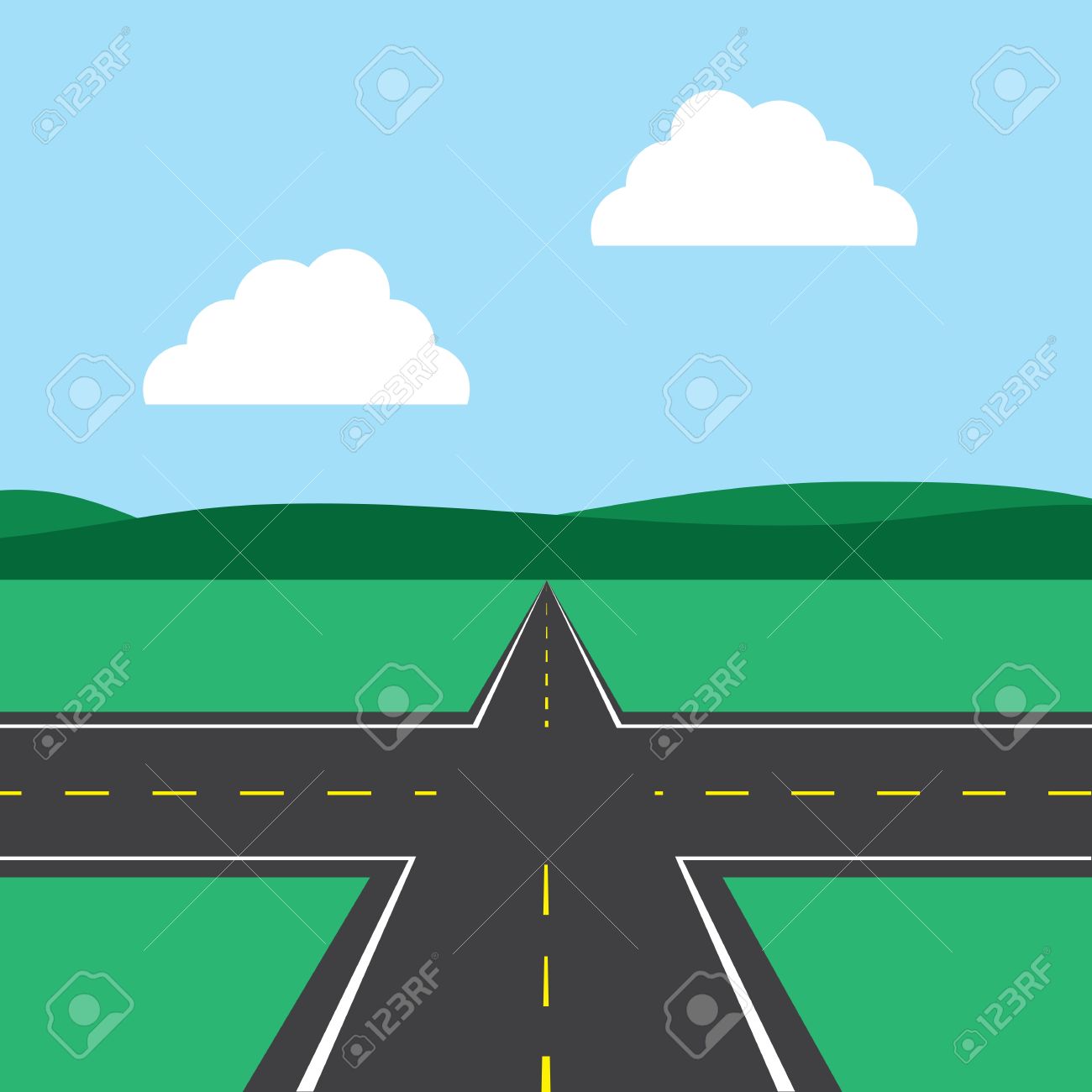 Road landscape clipart.