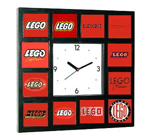 Details about Lego logo history Clock with 12 pictures.