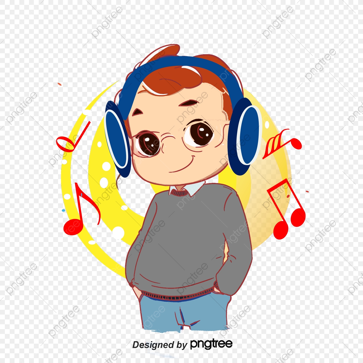 Vector Boy Listening To Music, Boy, Cartoon Boy, Character.