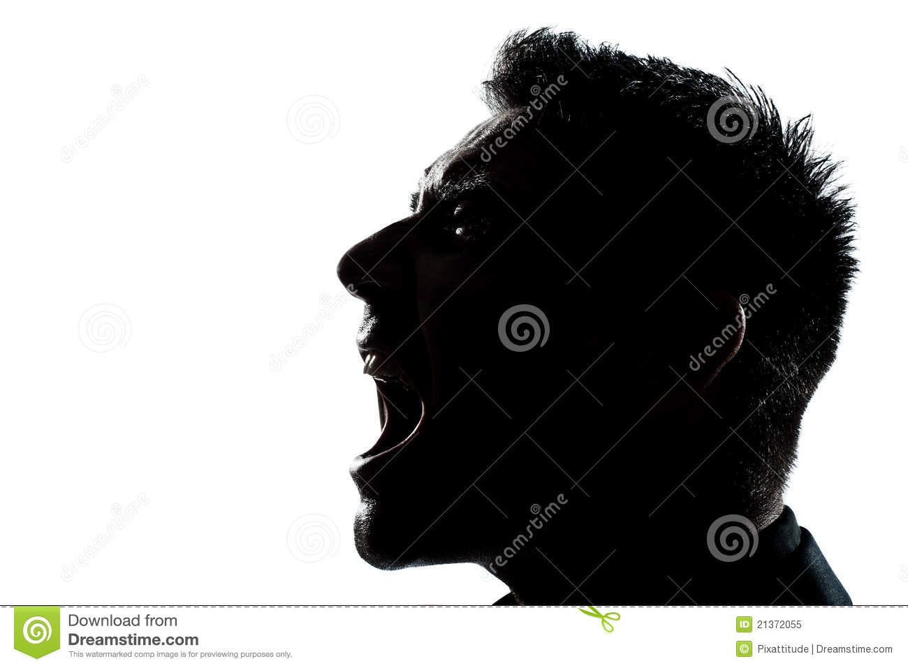 Silhouette Man Portrait Profile Screaming Angry Royalty Free Stock.