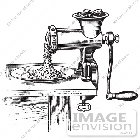 Retro Clipart Of A Vintage Antique Meat Grinder Or Chopper In.