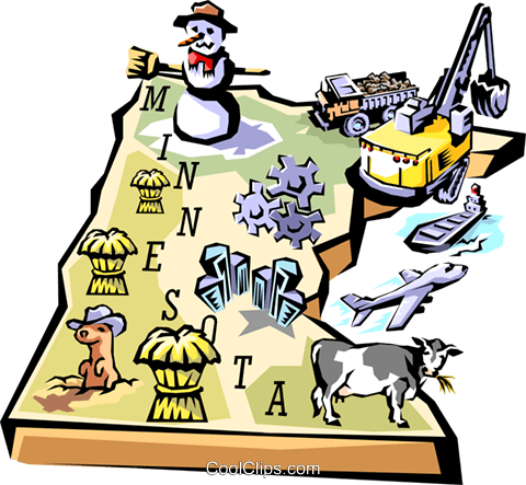 Minnesota vignette map Royalty Free Vector Clip Art.