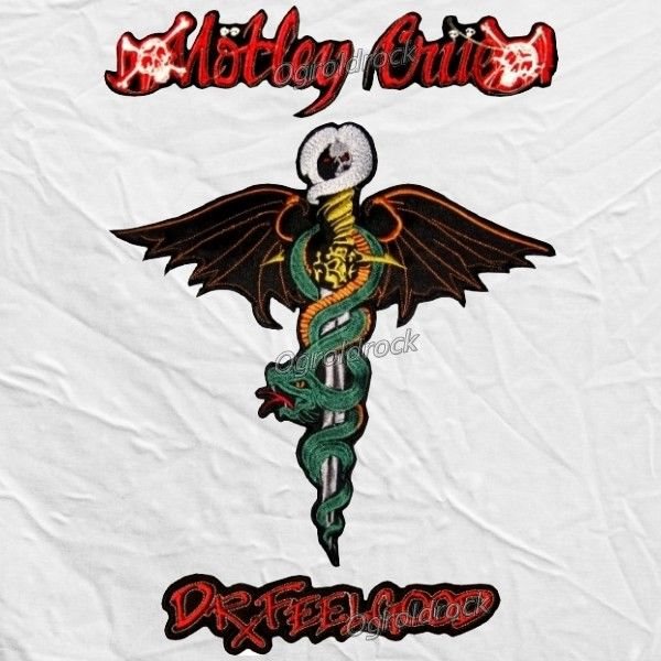 Set Motley Crue Dr. Feelgood Big Logos Embroidered Patch Nikki Sixx Winged  Snake.