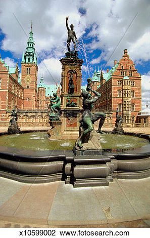 Stock Photo of Low angle view of Neptune Fountain in front of the.