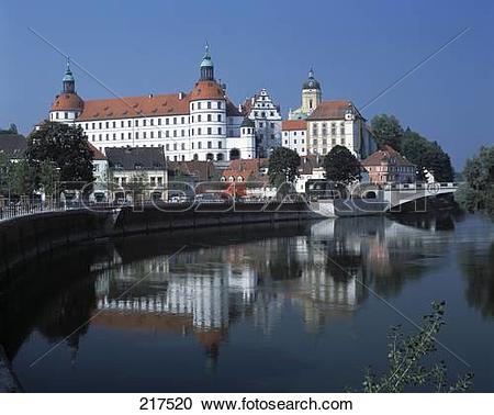 Stock Photography of Reflection of castle in water with St. Maria.