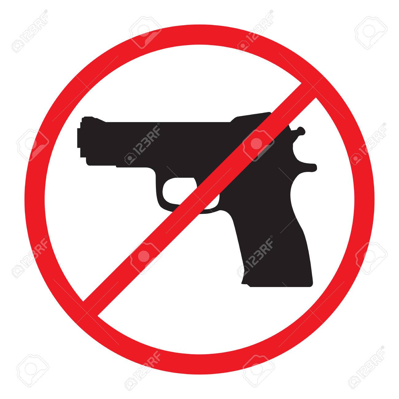 No Guns Allowed Sign. No Weapons Sign..