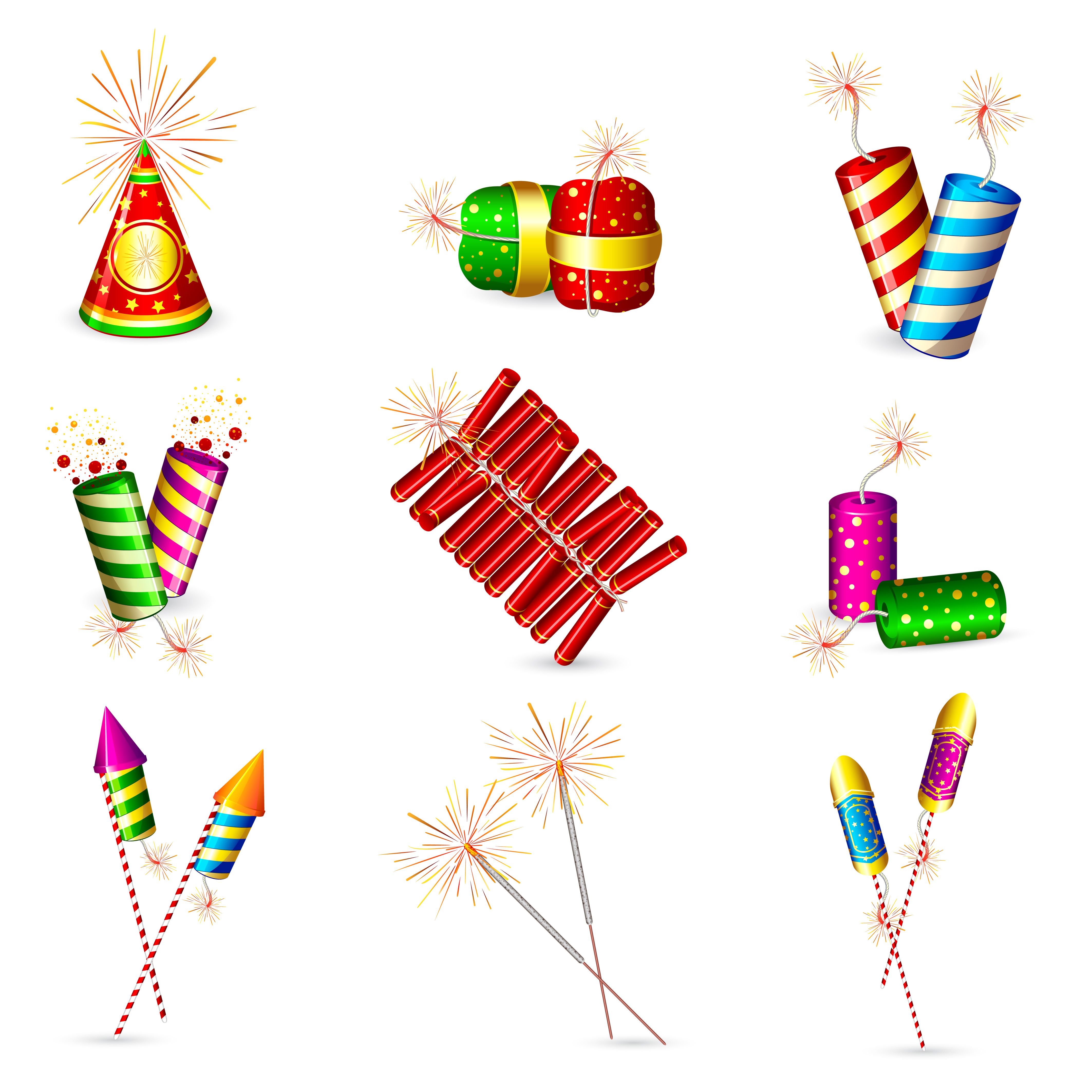 free vector Exquisite firecrackers 01 vector.