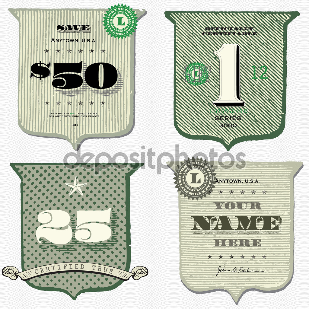 Vector Vintage Money Shield Set — Stock Vector © createfirst #66120423.