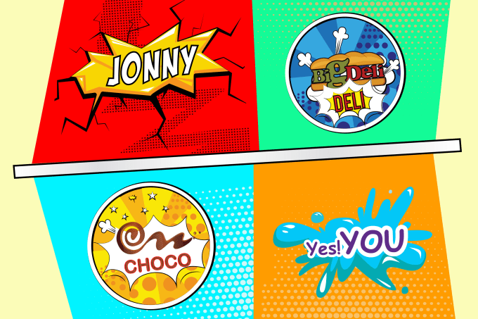 create your text, logo, name, word in pop art style.