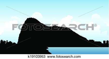 Clipart of Rock of Gibraltar k19103953.