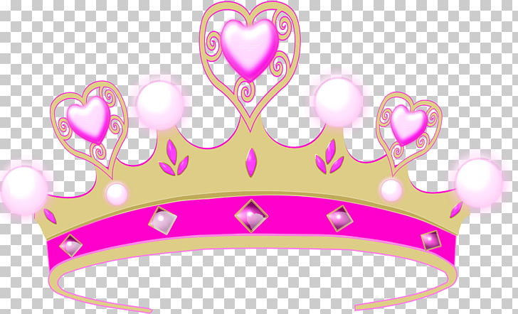 Crown Princess Tiara , Royal Queen s, pink and gold heart.