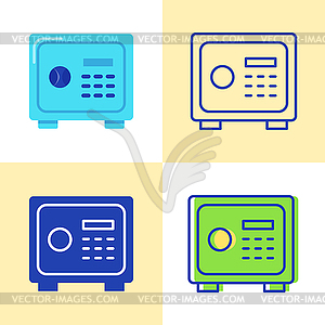 Safe box icon set in flat and line style.