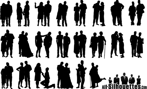 Couple silhouette clipart Free vector in Adobe Illustrator ai.