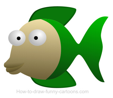 Drawing a fish cartoon.