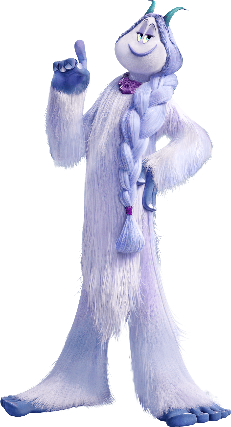 Smallfoot Meechee Yeti Holding Finger Up transparent PNG.