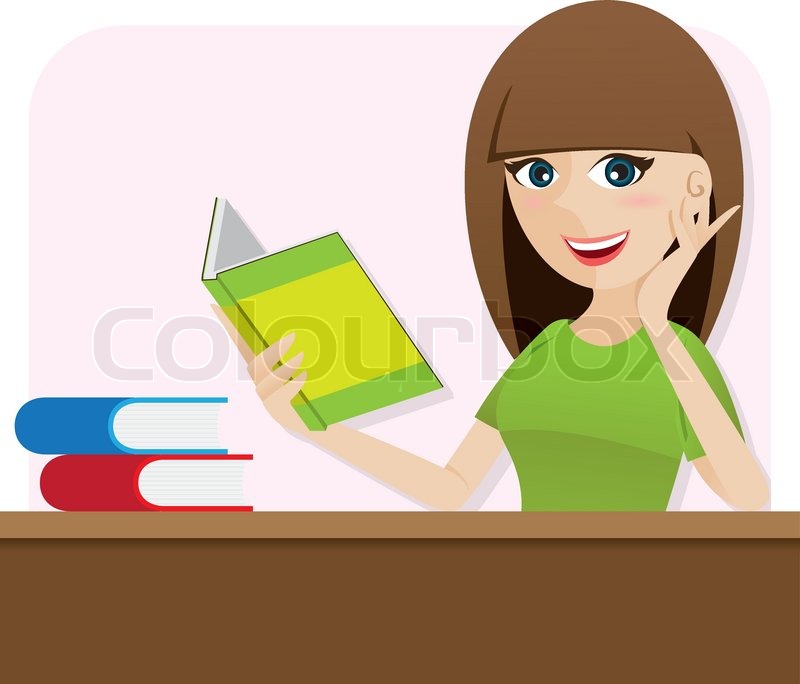 Illustration of cartoon smart girl.