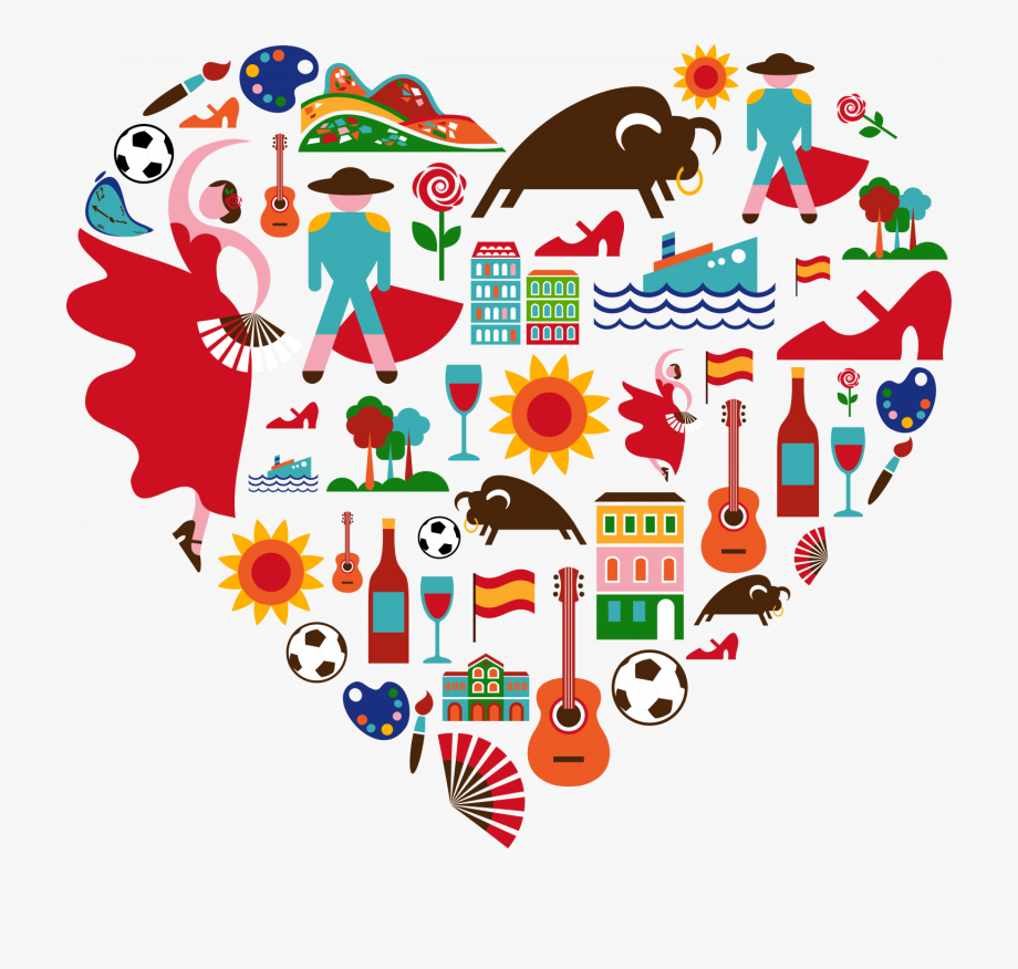 Spanish Clipart Collage Heart.