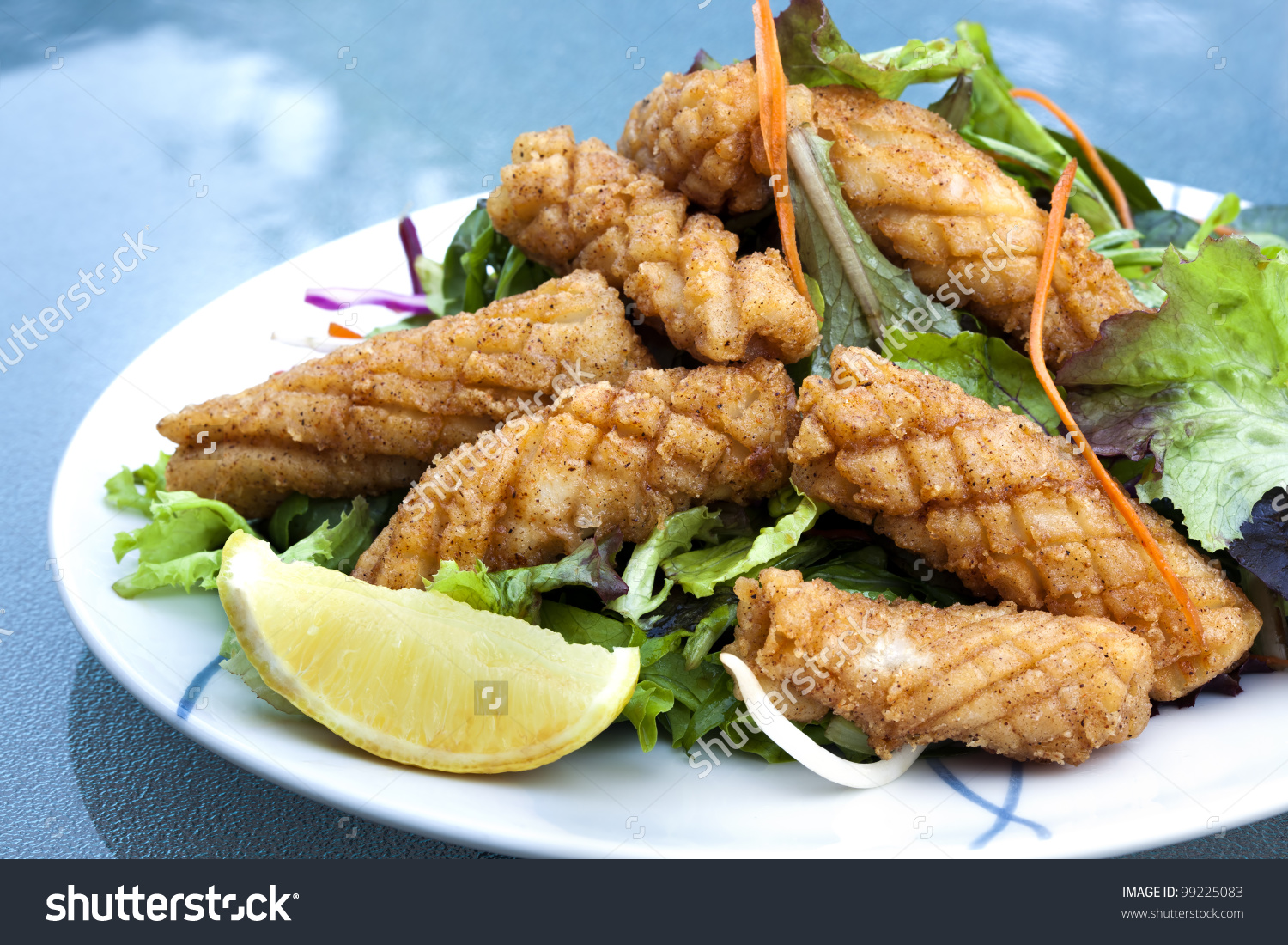 Calamari Salad Lemon Delicious Salt Pepper Stock Photo 99225083.