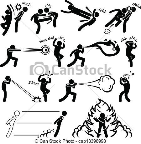 EPS Vectors of Kungfu Fighter Super Power People.