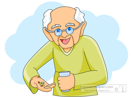 Old man taking medicine pills » Clipart Station.