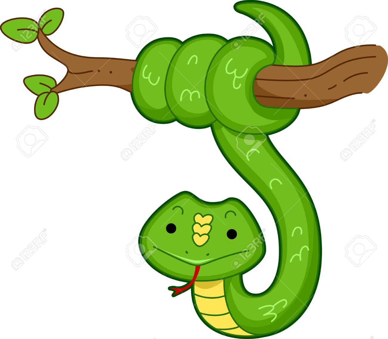 Snake in tree clipart.