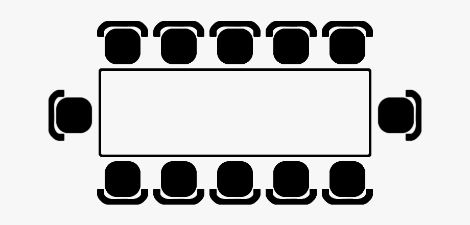 Conference Style A Rectangular Table Set Up With Chairs.