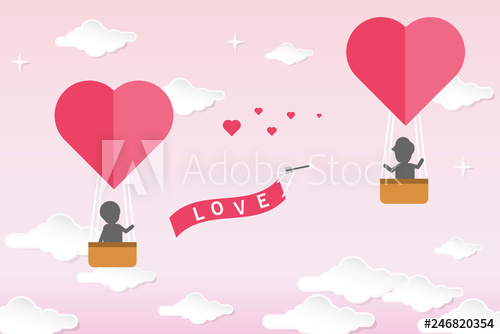 Valentines day background in paper cut style design. A.