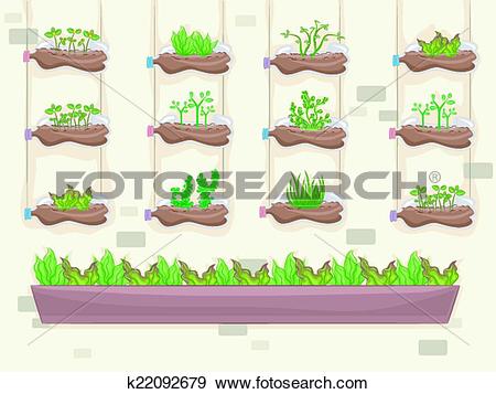 Clip Art of Recycled Vertical Garden k22092679.