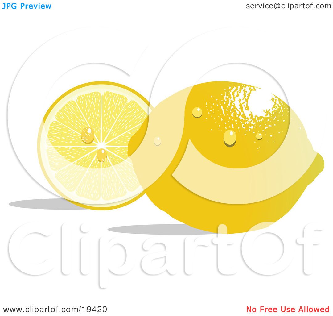 Clipart Illustration of a Waxy Whole Ripe Yellow Lemon With.