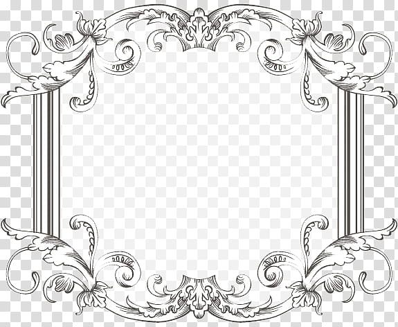 Vintage Frame Three, black line art of a floral frame.