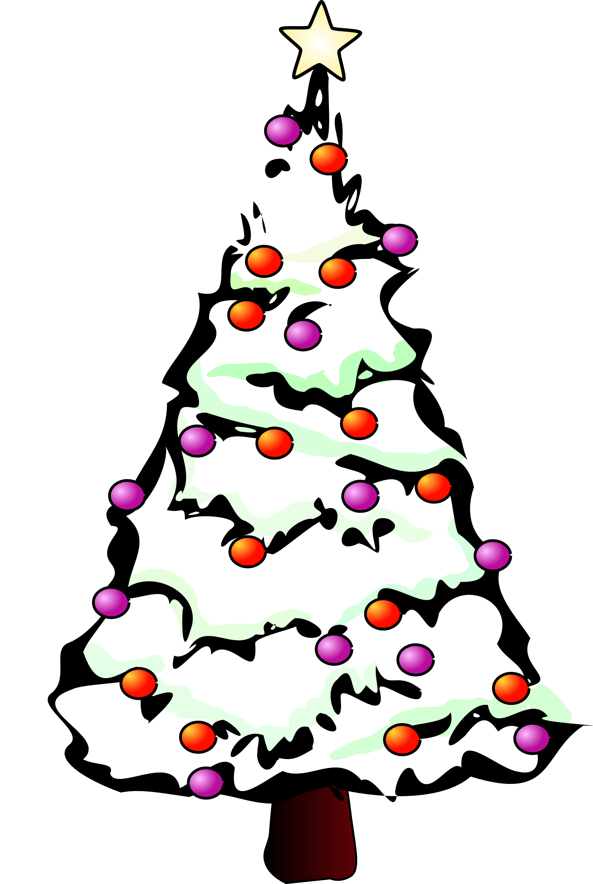 Snow Christmas Tree Clipart Black And White.