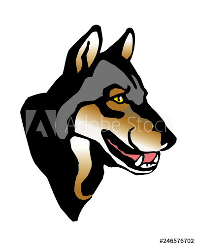 wolf gray head profile with yellow eyes clipart.