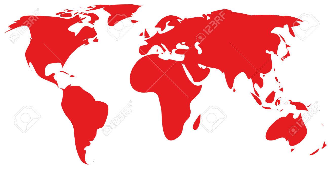 red world map silhouette.