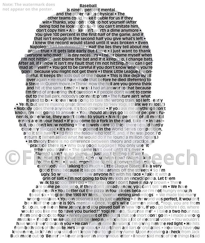 Amazon.com: Yogi Berra Quotes Poster. New York Yankee Yogi.