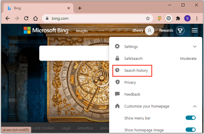 Turn Off Bing Search History