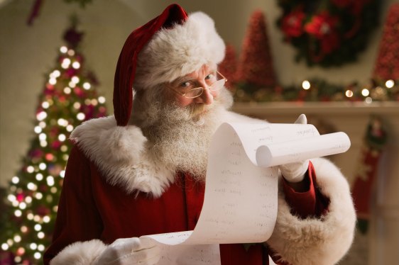 Santa Claus with checklist, portrait, close-up