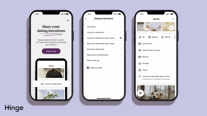 Hinge Dating Intentions feature