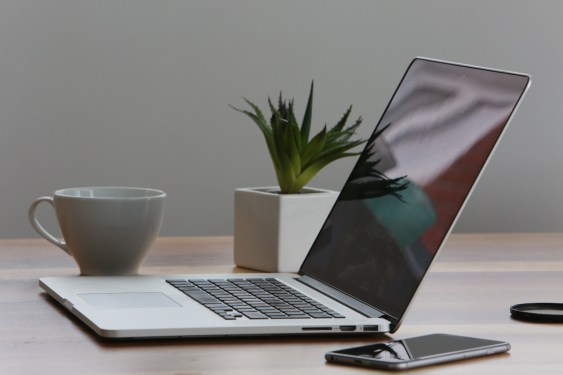 Apple MacBook open on table