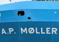 A view of the container vessel 'A.P. Moller' as the global container shipping firm A.P. Moller-Maersk officially launches the dual-fuelled methanol container vessel as part of her maiden voyage from Asia to Europe, in Singapore, Nov. 28, 2024. 