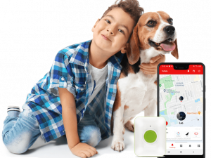 child with dog, pet tracking technology, family pet safety, mobile app for pets, Pet PNG