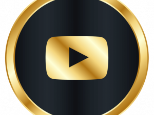 YouTube logo, gold play button, video content, streaming platform, Button PNG