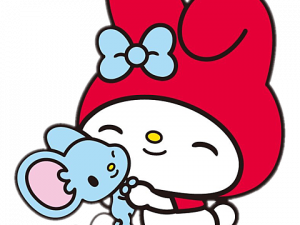 Cute Character Holding Elephant, Adorable Cartoon Animal, Cheerful Bunny With Friend, Playful Mascot Embracing, My Melody PNG