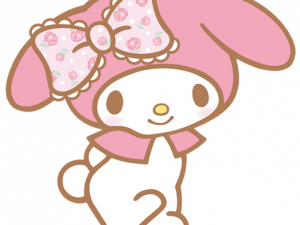 Cute Bunny Character With Pink Bow, Adorable Rabbit Illustration, Kawaii Bunny Design, Charming Animal Art, My Melody PNG