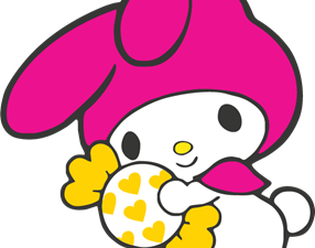 My Melody Character Holding Egg, Cute Bunny Character Art, Adorable Anime Bunny, Japanese Mascot Illustration, My Melody PNG